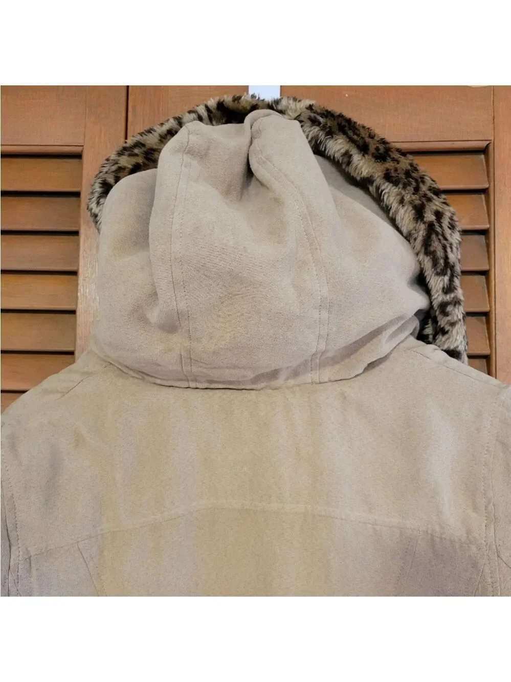 Brown Faux Fur Trim Coat Size 14 Large